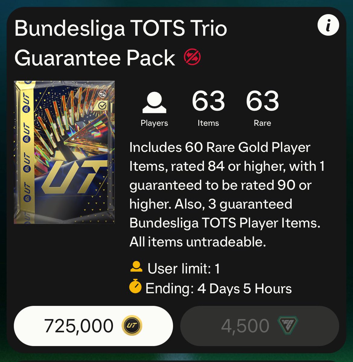If you’d like to open the Bundesliga TOTS Trio Guarantee pack, just like and comment your platform ✅

Must be following so I can DM 🤝