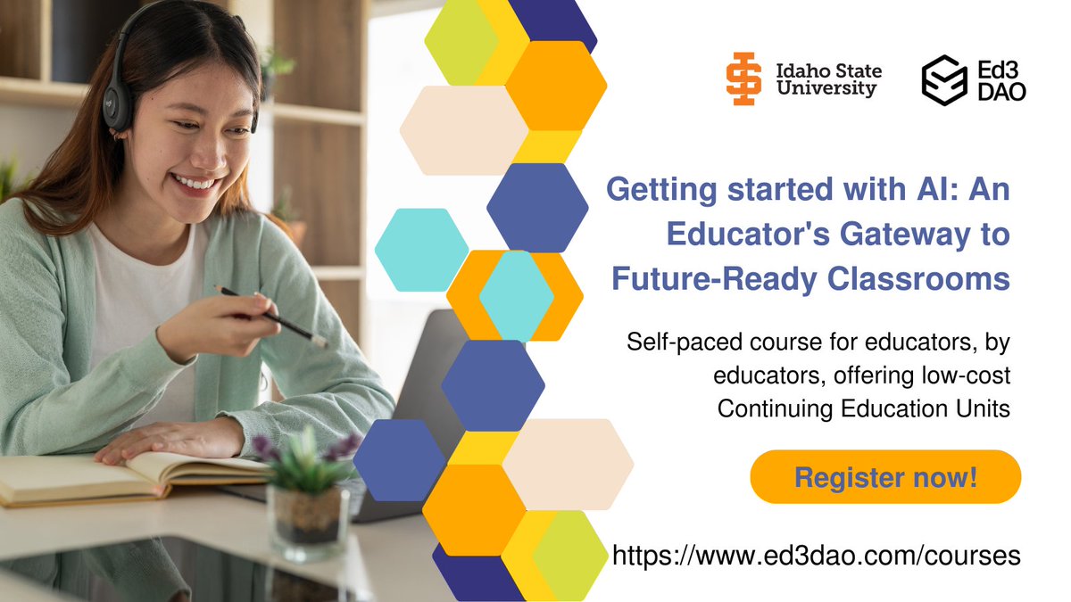 Elevate your teaching game! Get hands-on with the latest AI tech in our 'Getting Started with AI: An Educator's Gateway to Future-Ready Classrooms' course. Unlock your creativity, streamline tasks, and engage students like never before! #AIinEducation 🔗 ed3dao.com/courses