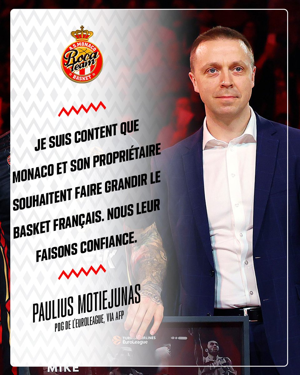 🗣 CEO de l'Euroleague, Paulius Motiejunas s'est exprimé au sujet de l'AS Monaco Basket au cours d'une interview avec l'AFP 🗞🇲🇨

#RocaTeam #EveryGameMatters