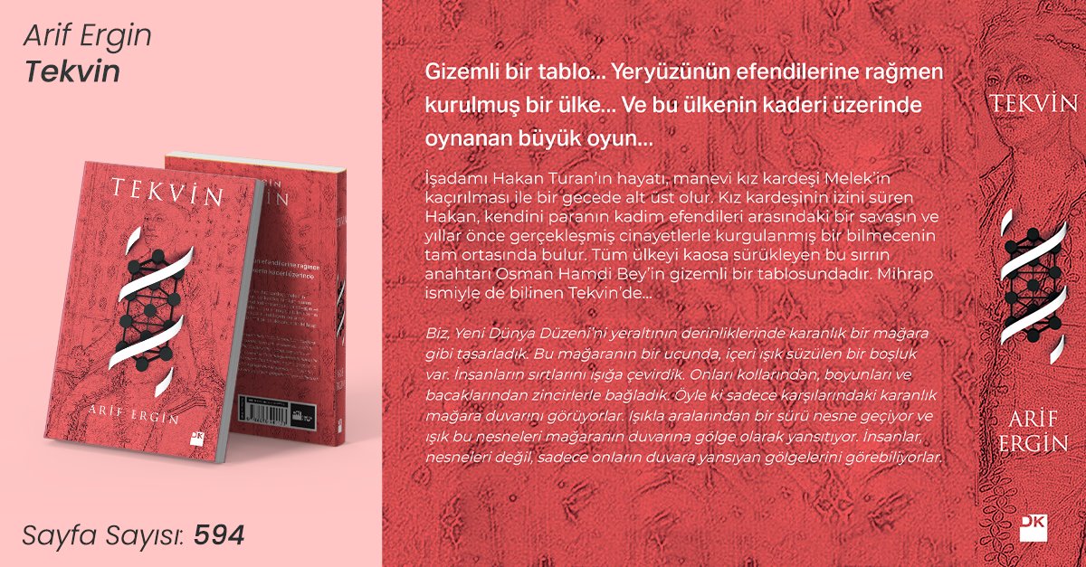 dogan_kitap's tweet photo. Gizemli bir tablo... Yeryüzünün efendilerine rağmen kurulmuş bir ülke... Ve bu ülkenin kaderi üzerinde oynanan büyük oyun...
@nigrefira
https://t.co/Md2Bhh4klG
#DoğanKitap #OkumakİyiGelir
#Tekvin #ArifErgin #kitap #roman https://t.co/IP9foknuYg