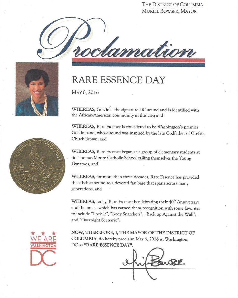 Happy 8th Annual Rare Essence Day!!! This honor was given to us in 2016 and we would like to thank everyone for 48 years of love, support and Inspiration. We thank you with all our hearts!!