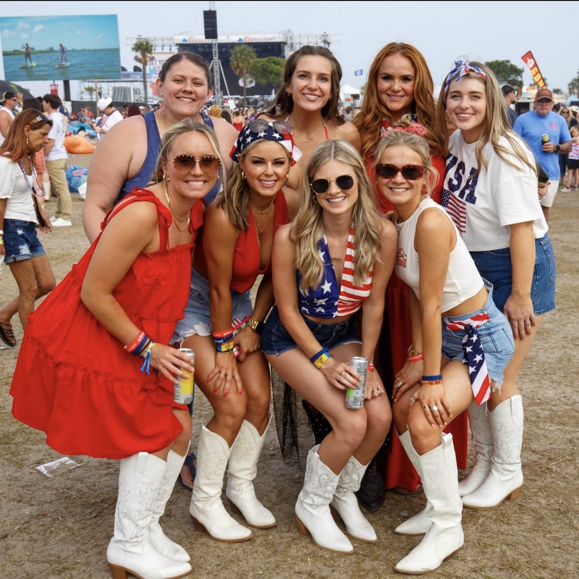 Only 34 days until we see y'all decked out for U.S of A. Day!! Who's got their red, white, and blue packed & ready to go?! We can't wait to see y'all's outfits! ❤️‍🤍💙