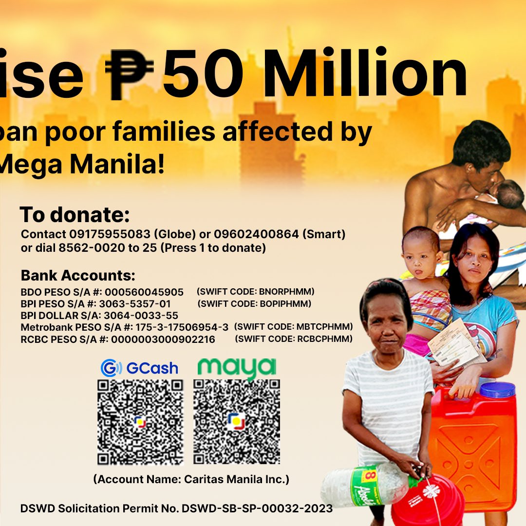 #CallForDonations to help urban poor families affected by extreme heat in Mega Manila!

#CaritasManila #CharityWorks #ElNiño