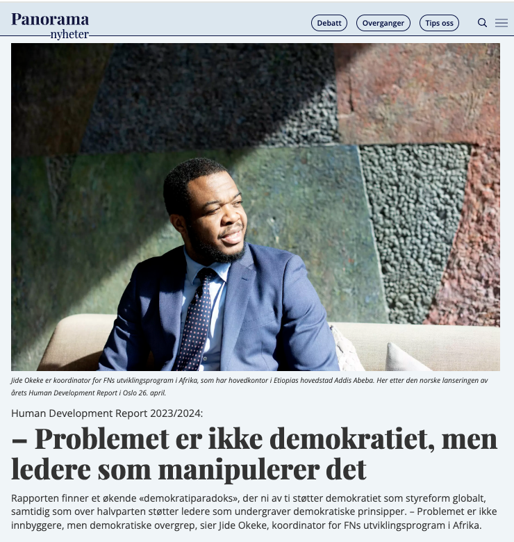 We were lucky to have @pedrotconceicao & @jmartyns in Oslo for the 🇳🇴-Launch of #HDR2024💡 Uneven development progress is leaving the poorest behind, exacerbating inequality, & stoking political polarization! Check out the interview in @panoramanyheter👇 go.undp.org/ZT4