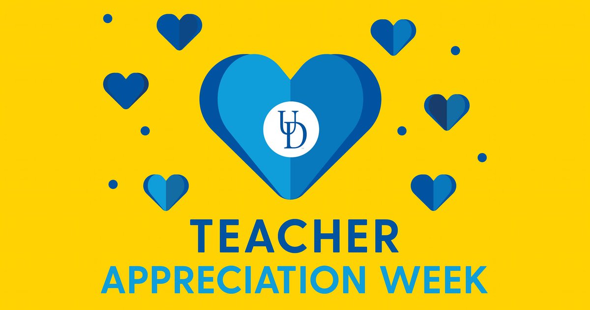 Happy National Teacher Appreciation Week! We are proud to work with and train teachers every day. Thank you for being so dedicated to our schools and communities. #UDTeacherEd #UDEducation @UDelaware