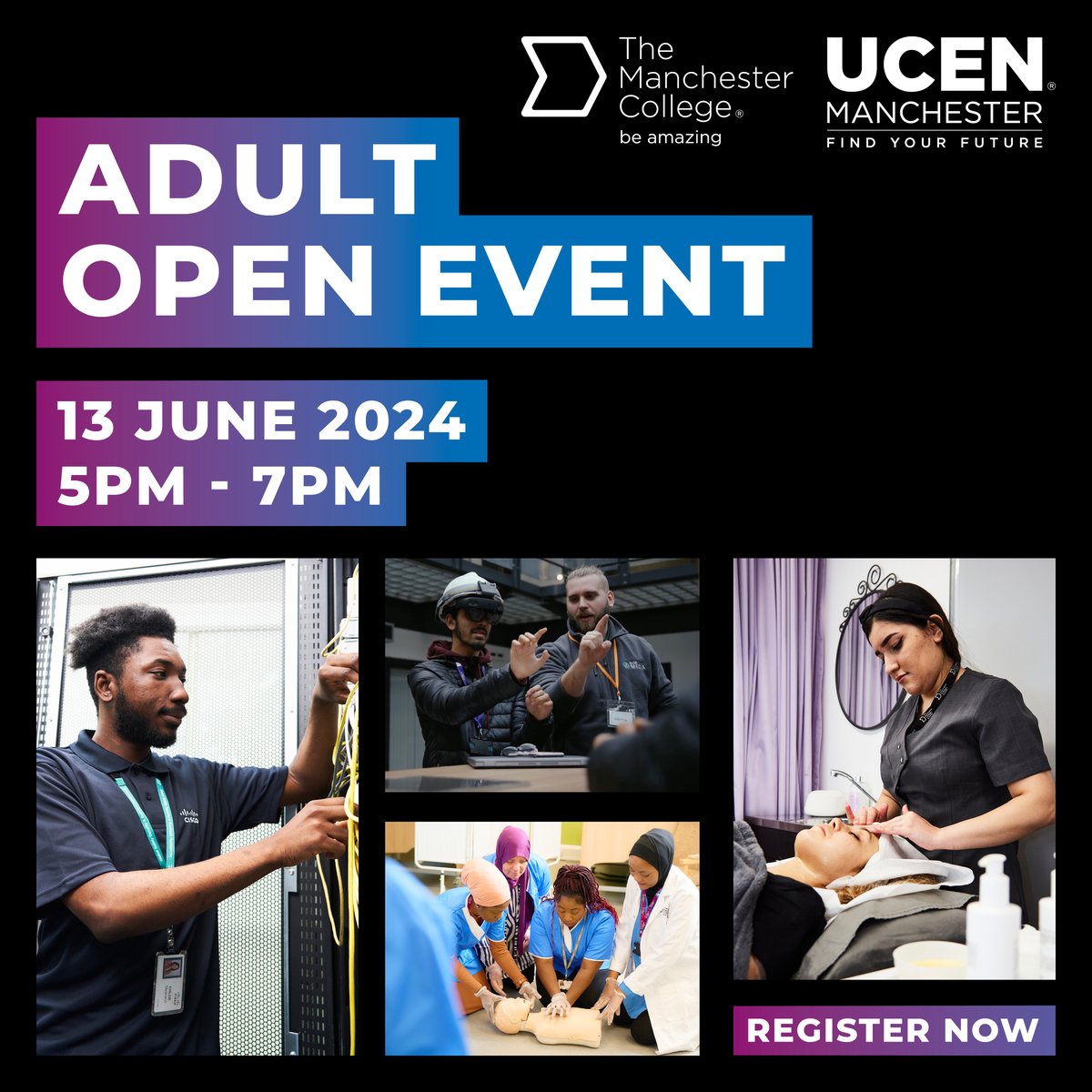 Join us for our Adult Open Event co-hosted with @ucenmcr on Thursday 13 June. This is the perfect opportunity to find out how our career-focused courses can help you start, change, or progress in your career! tmc.ac.uk/events