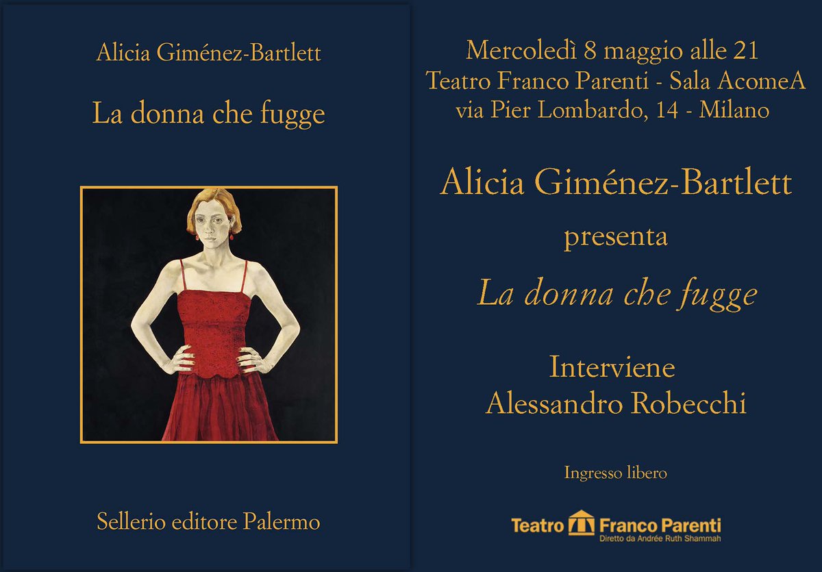 #savethedate #milano Oggi alle 21 al @teatrofparenti l'incontro di due grandi scrittori insieme! @AlRobecchi presenta il nuovo romanzo di Alicia Gimenez #Bartlett.