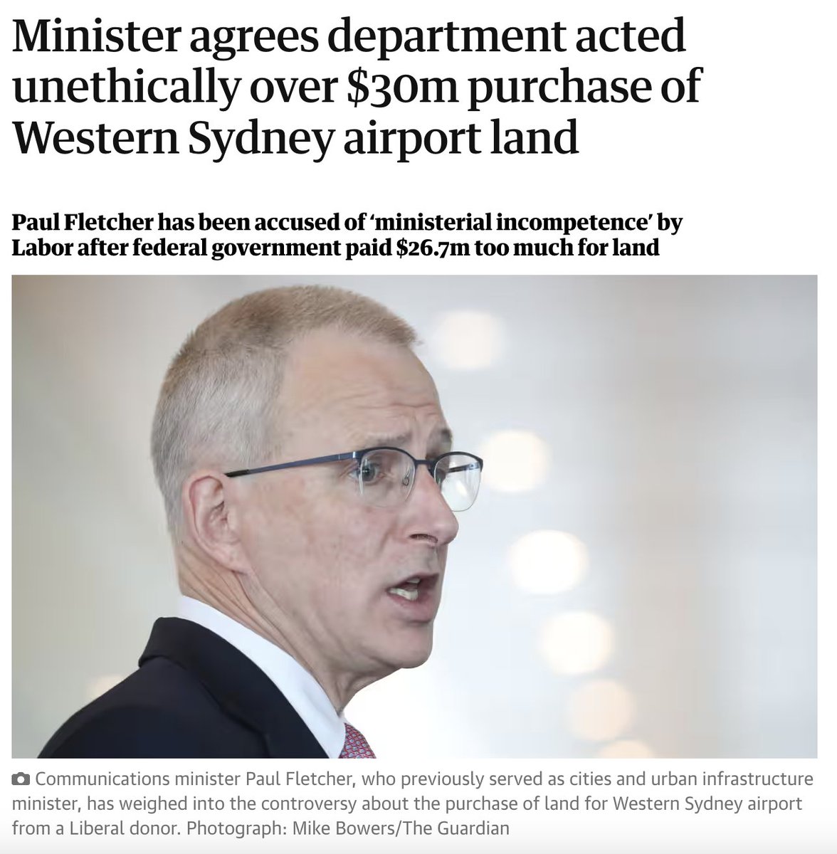 If anyone knows anything about poor process it's Paul Fletcher, who as the responsible minister, spent $30 million of tax payer money to buy land worth just $3M. We haven't forgotten Paul. #qanda