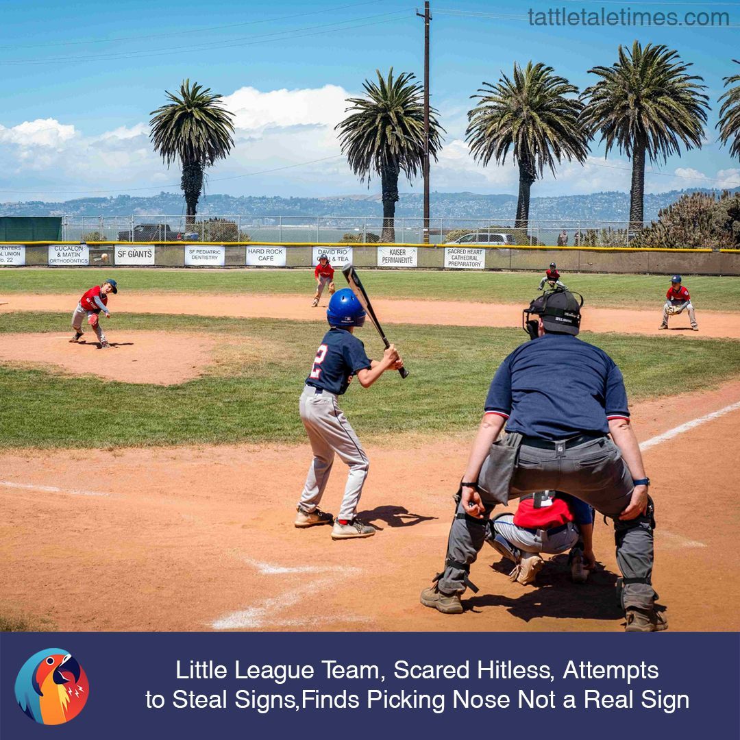 Little League Team, Scared Hitless, Attempts to Steal Signs, Finds Picking Nose Not a Real Sign 
buff.ly/3ORGCo2 

#schoolsports #littleleague #astros #houstonastros #parentingmemes #sports #tattletaletimes #theonion #reducestress #satirenews #parentinghumor