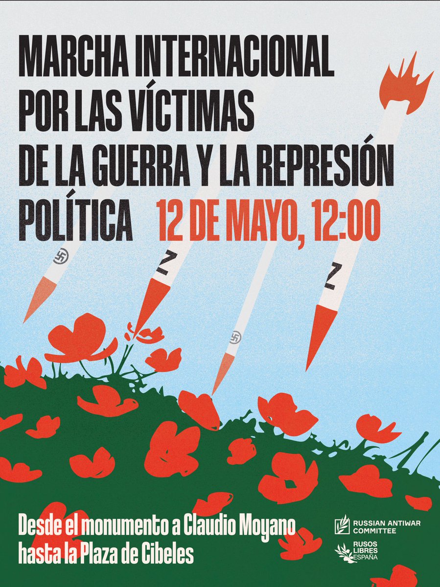 Este #Domingo #12Mayo a las 12.00 estaremos acompañando a los amigos opositores rusos en una marcha en defensa de las víctimas de las guerras y la represión. Vayamos todos juntos a manifestar nuestro rechazo a los regímenes totalitarios del mundo. #AyudaVenezuela #6Mayo #Libertad