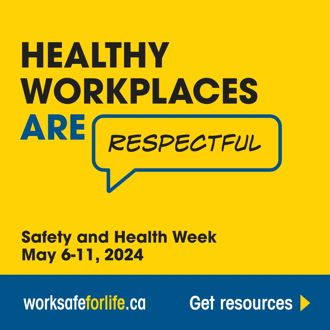 #SafetyandHealthWeek is here - May 6-11! Join us as we focus on the importance of safe and healthy workplaces. A few simple steps can help you make a positive difference in your workplace and the lives of those on your team. We can help! worksafeforlife.ca/healthy_workpl…