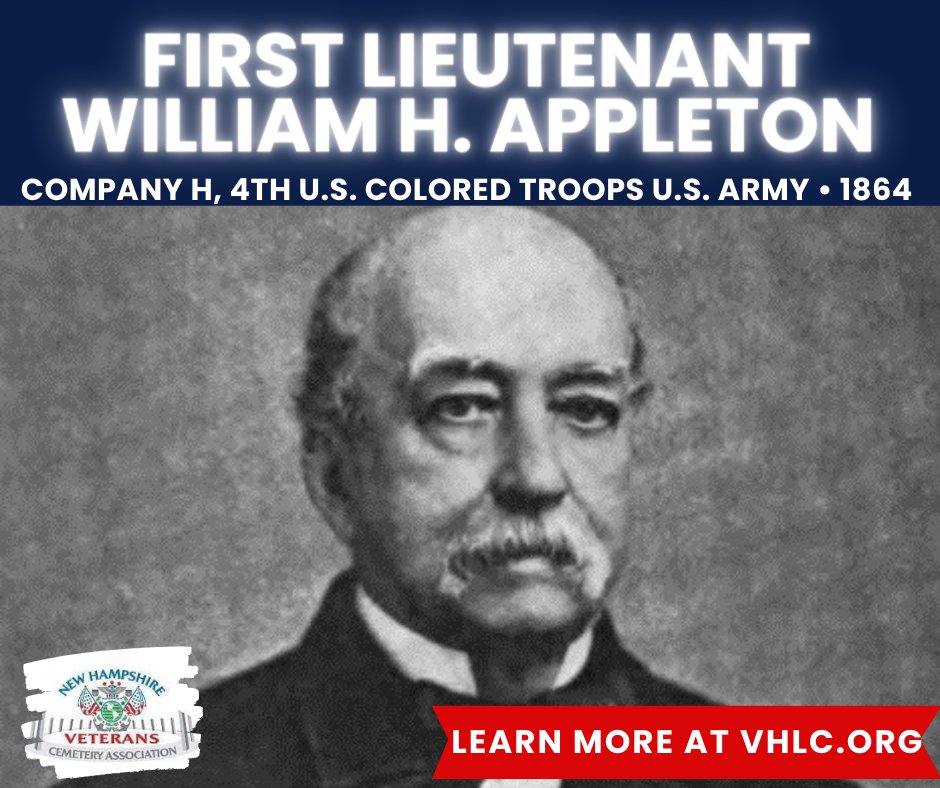 It's #MedalofHonor Monday!   First Lieutenant William H. Appleton served in Company H of the 4th U.S. Colored Troops in the U.S. Army in 1864.   He showed exceptional bravery during the Battle of Petersburg on June 15, 1864.  #MOH -