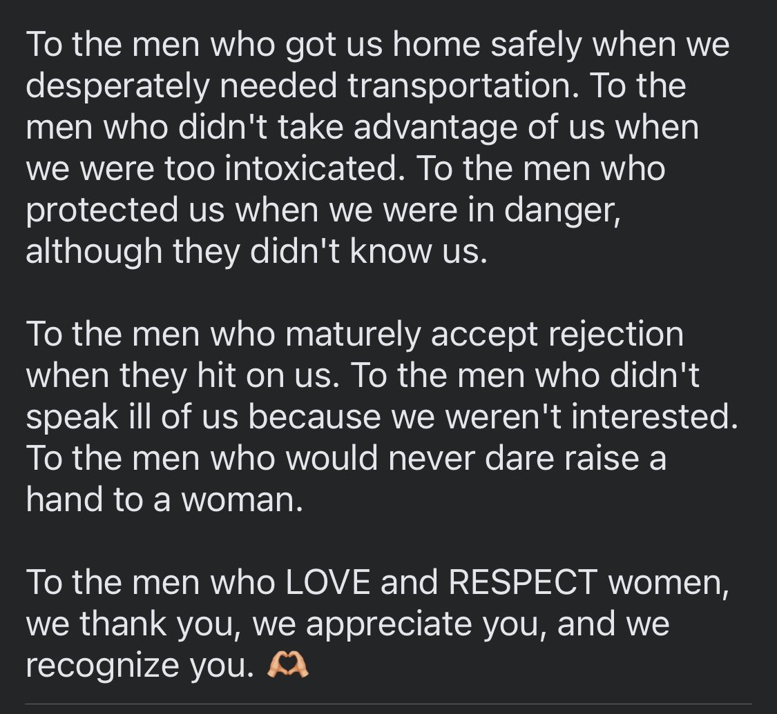 Xb3autiiX's tweet photo. We know it’s not all men so thank you to those who aren’t the ones we worry about 💜🥺 https://t.co/MifM1eJ6Cs