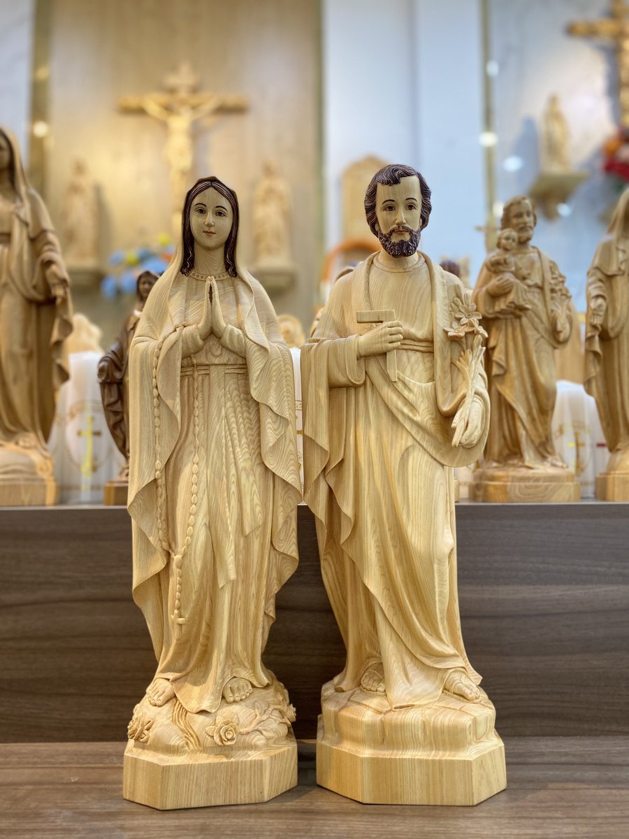 The handcrafted statue is a beautiful display of artistry, full of emotion and strength. 
Check out: jmcatholic.com/collections/ou…
---
#virginmary #marymotherofgod #mothermary #mothermaryprayforus #ourladyoflourdes #lourdes