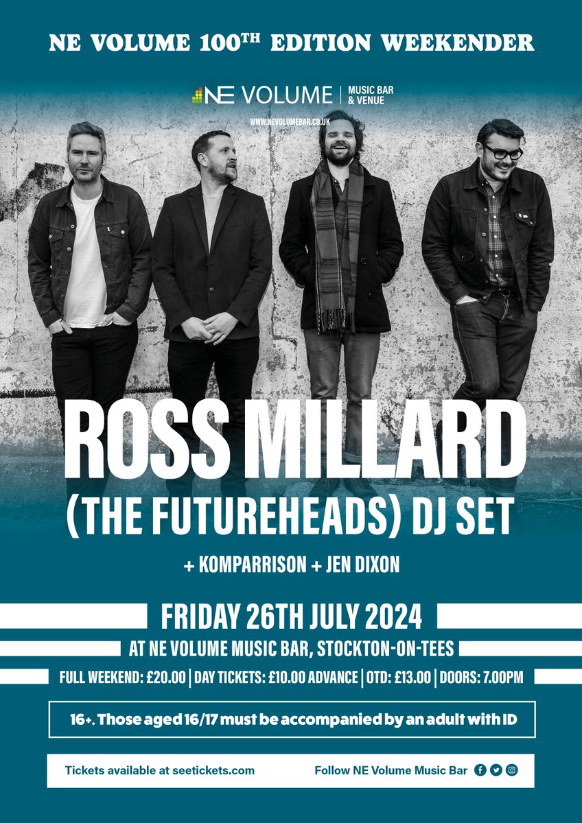 Unfortunately, Paul Smith has had to reschedule to the 3rd Aug but we're pleased to announce that we've managed to bag Ross Millard from @thefutureheads! Tickets: seetickets.com/event/ne-volum…. If you've purchased tickets specifically to see Paul, please email us at info@nevolume.co.uk