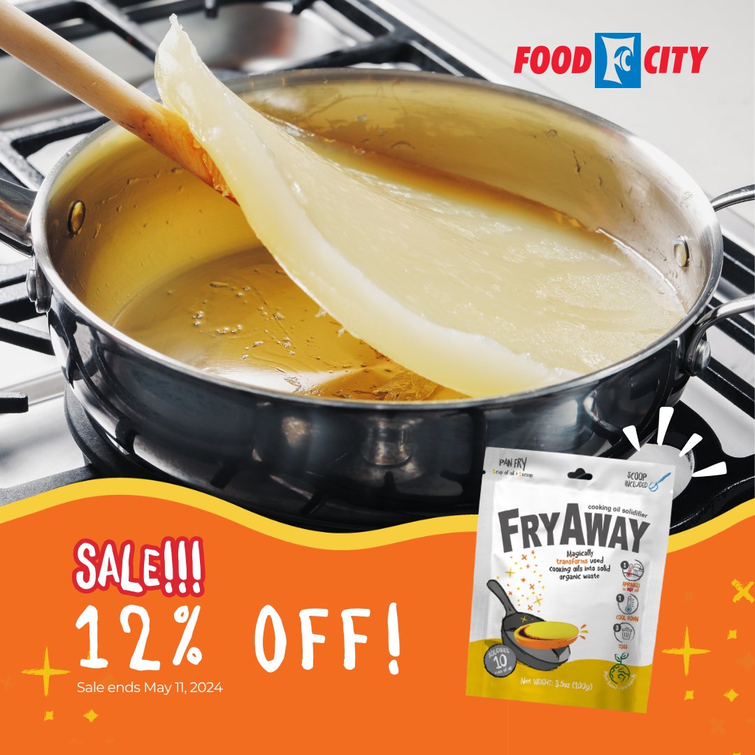 Good Monday #FryFam! Good news! Get Pan Fry Scoop at 12% off at @FoodCity until May 11, 2024! Find the nearest store 👇 fryaway.co/pages/store-lo…