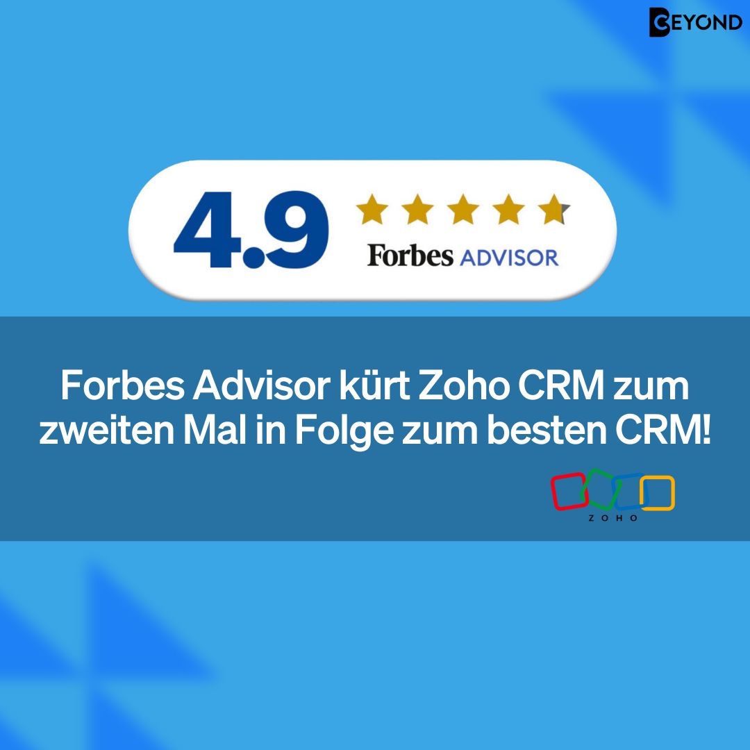 Entdecken Sie die Kraft von Zoho CRM 🌟, das von Forbes Advisor zum besten CRM für das zweite Jahr in Folge gekürt wurde! Als Zoho-Partner in Österreich, bietet CEYOND Lösungen und erstklassige Beratung, um Ihr Geschäftspotenzial voll auszuschöpfen. #ZohoCRM #Innovation 💼🚀