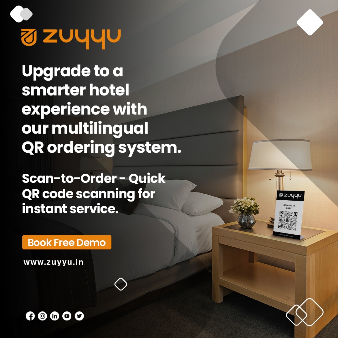 Enjoy the convenience of scanning and ordering directly from a digital menu that speaks every guest’s language!
.
From the lobby bar to the rooftop restaurant, our QR ordering system makes every meal a breeze.
.
For Demo: zuyyu.in/hotels/
.
#possoftware #digitalmenu #zuyyu