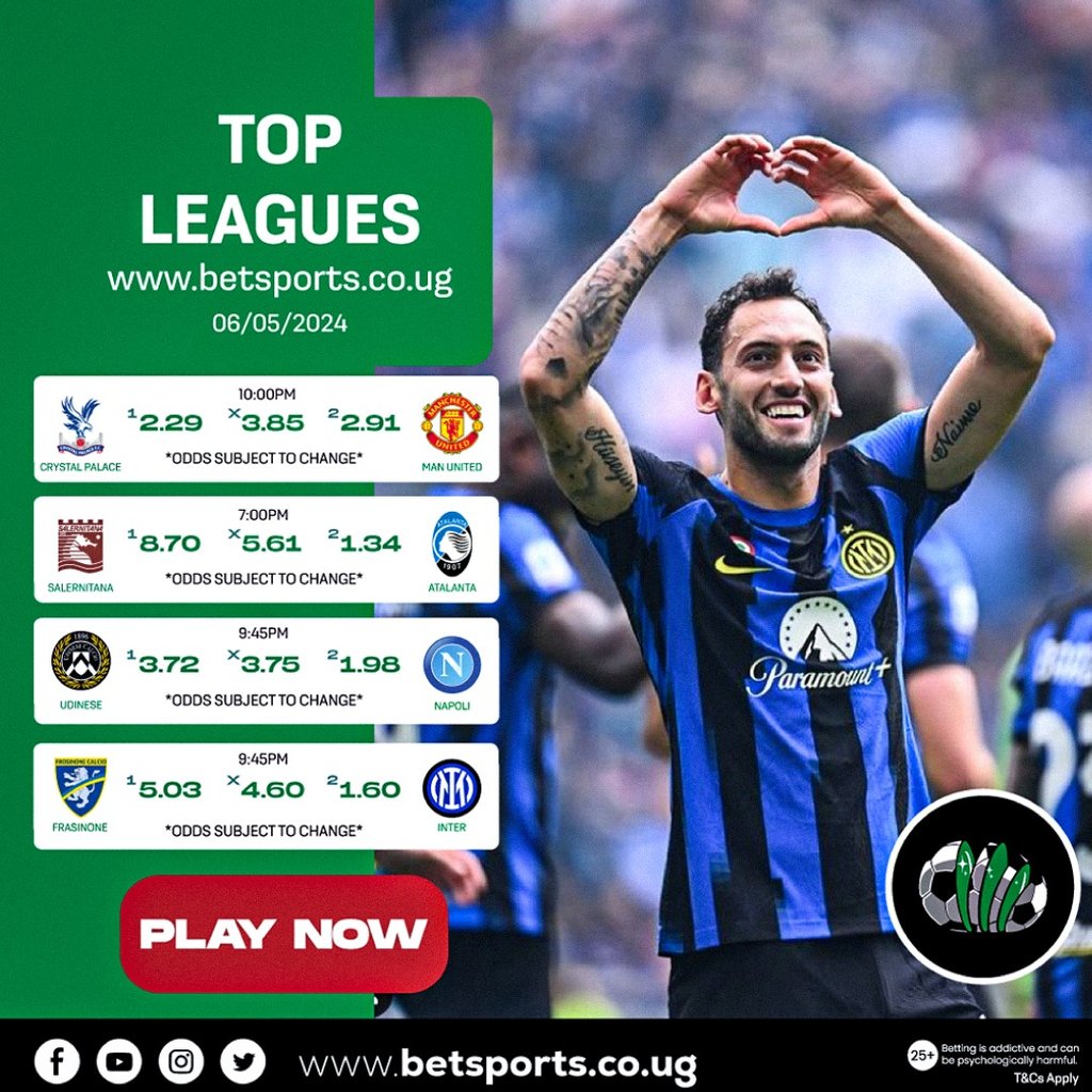 ⚽ Enjoy the #TOPLeagues thrill at betsports.ug 🎉 Join now for a 100% first deposit bonus, up to UGX 150k for new members 💸 Get a stake-back bonus if your 7-fold ACCA misses by just 1 game! 🚀 Plus, enjoy a 50% Winning Boost. #CRYMUN #PremierLeague