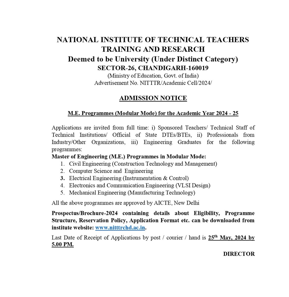 Admissions Open for the session 2024-25 for M.E Modular Programmes. Interested candidates may visit nitttrchd.ac.in for more details #nitttrchdadmissions #nitttrchd #nitttrchandigarh #admissions #admissions2024 #postgraduateadmissions #MEadmissions #MEModular