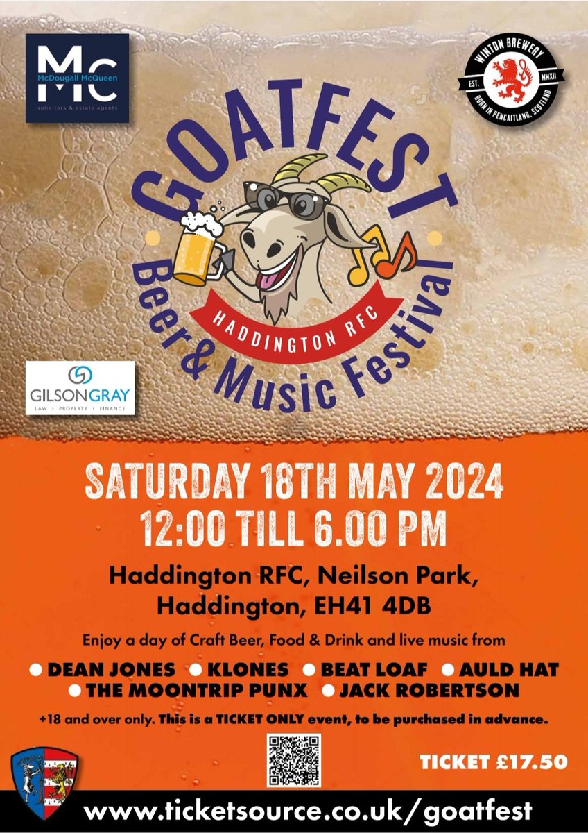 ⚠️ The countdown is on to #Goatfest24 ⚠️ Grab your tickets now from ticketsource.co.uk/goatfest Less than 200 tickets now remain #eastlothianfoodanddrink #whatsonedinburgh #whatsoneastlothian #visiteastlothian #wintonbrewery #nbgin #theslicegirls #kawacoffee #wildatheart