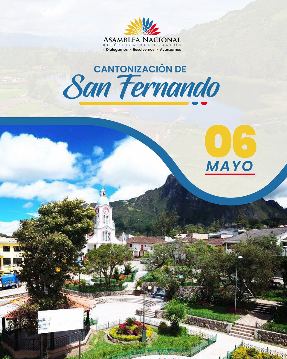 Felicidades a los ciudadanos del cantón San Fernando, en la provincia de #Azuay, por su aniversario de cantonización. Auguramos que la cooperación y la solidaridad sean las banderas para hacer de este, y de cada suelo patrio, un polo de desarrollo nacional. #SanFernando…