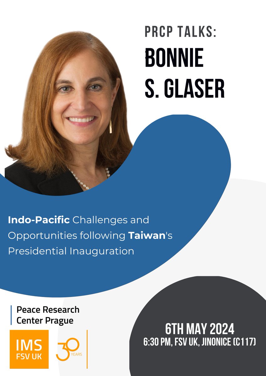 Interested in international security and Asia? Come to another event in our @prcprague PRCP Talks series today with @BonnieGlaser as a special guest 🌏