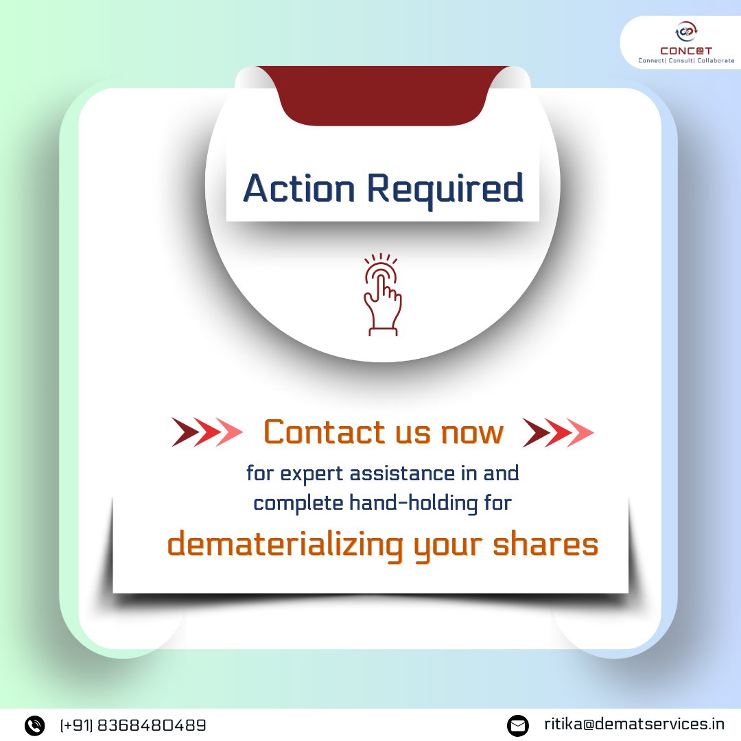 Attention: Private Companies! Don't miss out! Your shares need to be dematerialized by September 30, 2024. Get help now for easy compliance. Let's go digital together!    

#announcement #mca #privatecompanies #dematerialize #shares #getintouch #circular #digital