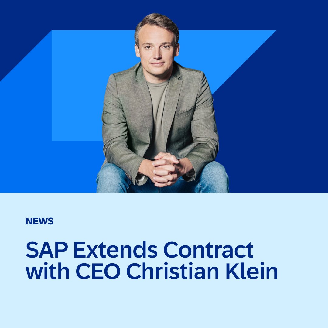 In support of its ongoing transformation and journey to be the No. 1 enterprise application and business AI company, @SAP has extended the contract of CEO Christian Klein until the end of 2028 and named him chairman of the Executive Board. Read the news: sap.to/6014jjlt2
