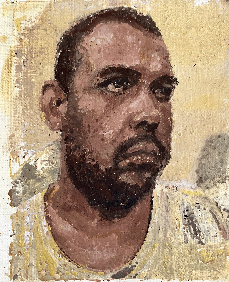 Gm
Have a great week! 

Minted at objkt
Self-portrait painted by machines

Painted with a drawing robot.
Oil / canvas paper. 
24 x 18 cm 
By collecting this token, you will receive the oil painting.

900 but tez open for offers🔥🤖🖼️🖌️