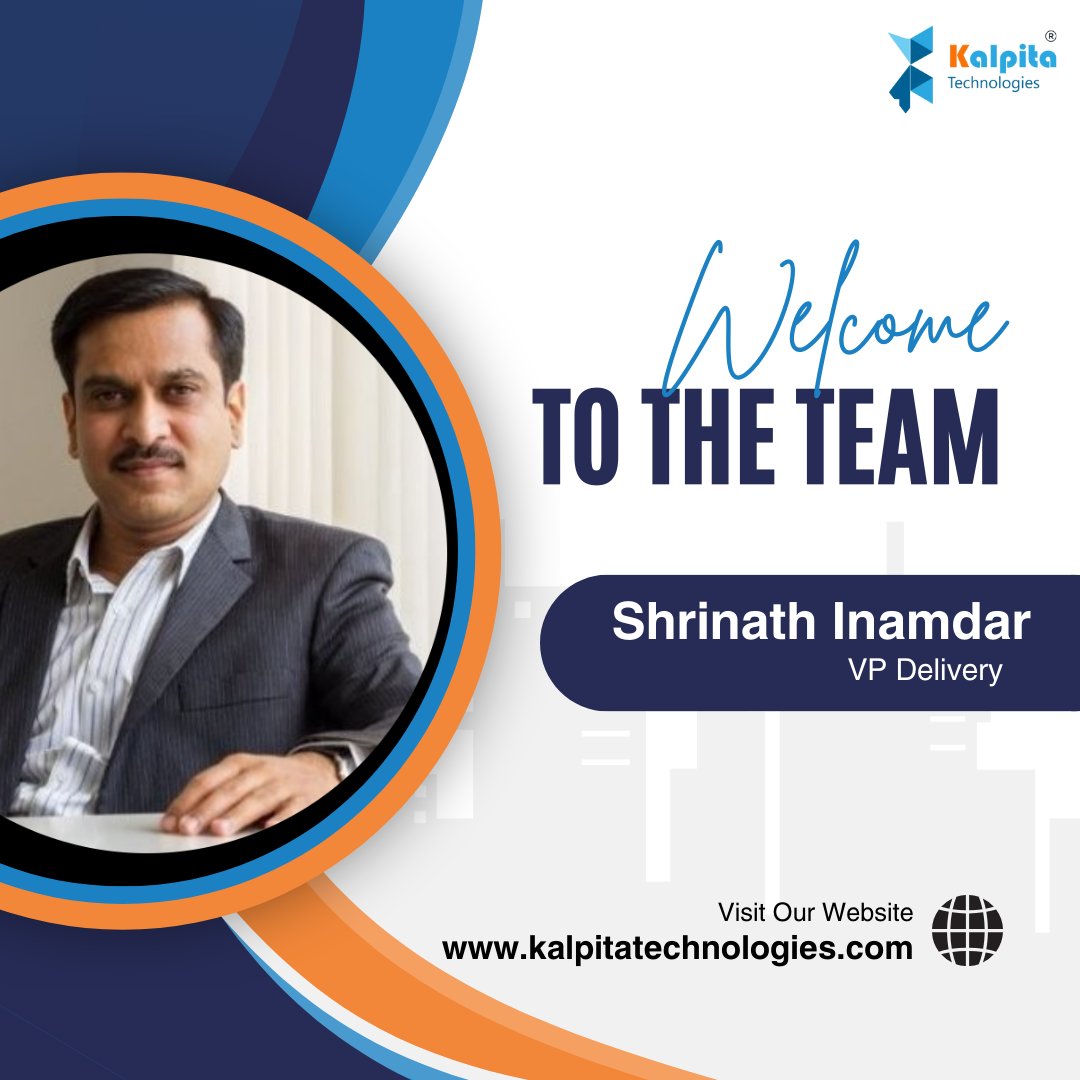 Join us in giving a hearty welcome to our newest team member, Shrinath Inamdar, our VP of Delivery! 

#NewJoinee #onboarding #employeeengagement #welcometotheteam 
 #Kalpitatechnologies