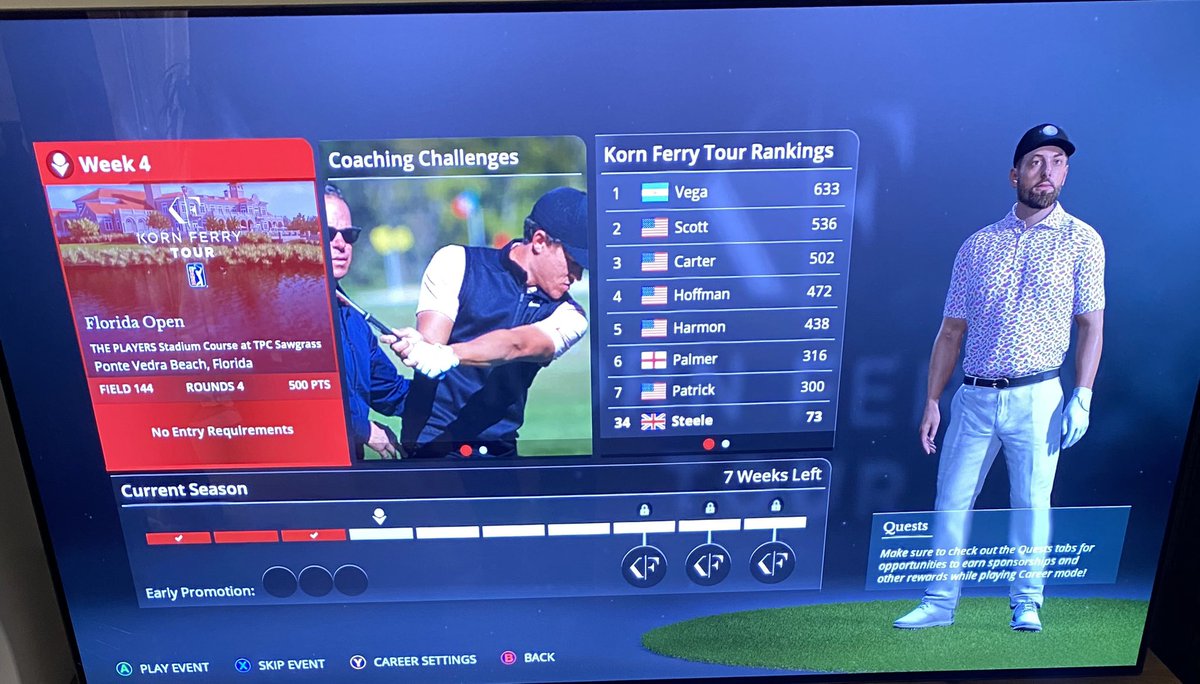 @EASPORTSPGATOUR Terrible Game, won’t let me get pass this event, always crashes when I either select event or try and skip, tried re-installing and same issue. Refund please !