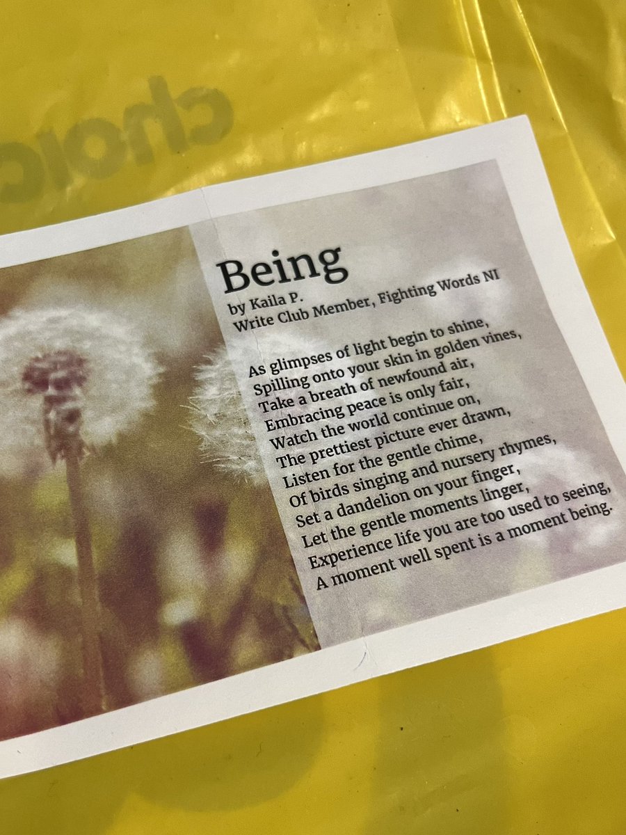 Was given 🤗 this lovely poem ✍️ by the team from @fightingwordsni competing yesterday @marathonbcm 🏃‍♂️🥇🏃‍♀️ @Waterworkspark1 #MondayInspiration #mondaythoghts #MondayMotivation #MondayVibes #BankHolidayMonday 🤔 @NiamhyMcNally @PoetryNI @Ulsterpoet #poetrytwitter 📖 🗣️🤓#Being 💡