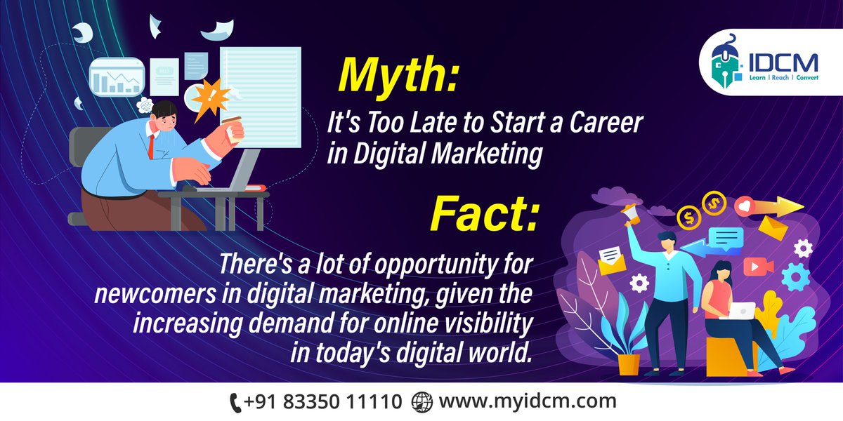 🔍 Don't fall for the myth!
Let's uncover the truth behind common misconceptions.
Learn the real keys to digital marketing success with us! 💪

#myIDCM #LearnWithIDCM #DigitalMarketing #IAmDigitalReady #digitallearning #myths #misconceptions #facts💯#reality