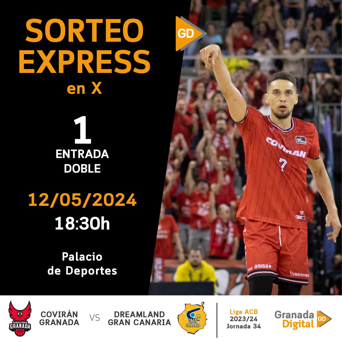 🏀 #SORTEO | El @FundacionCBG se juega la salvación en casa contra el <a href="/GranCanariaCB/">Dreamland Gran Canaria</a>. Sorteamos 1 entrada doble.

🔄RT a la publicación
👭Menciona con quién irás
📲Sigue a <a href="/granadadigital/">GranadaDigital</a>

El viernes 10 de mayo, a partir de las 12.00, daremos el nombre de los ganadores. ¡Suerte!
