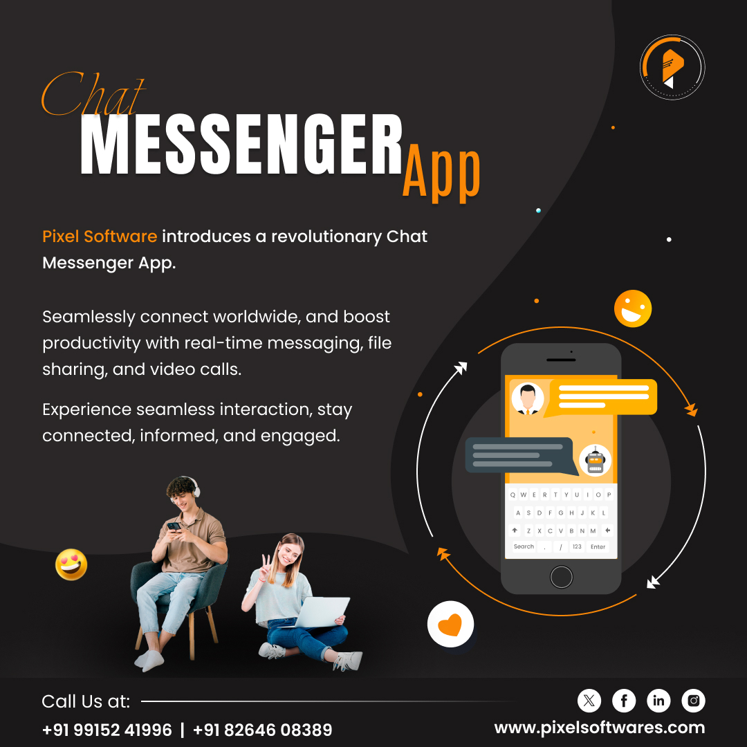 Introducing #PixelSoftware's game-changing #ChatMessengerApp! Seamlessly connect worldwide, boost productivity with real-time messaging, file sharing, and video calls. Experience seamless interaction and stay connected, informed, and engaged like never before!  #androidapp