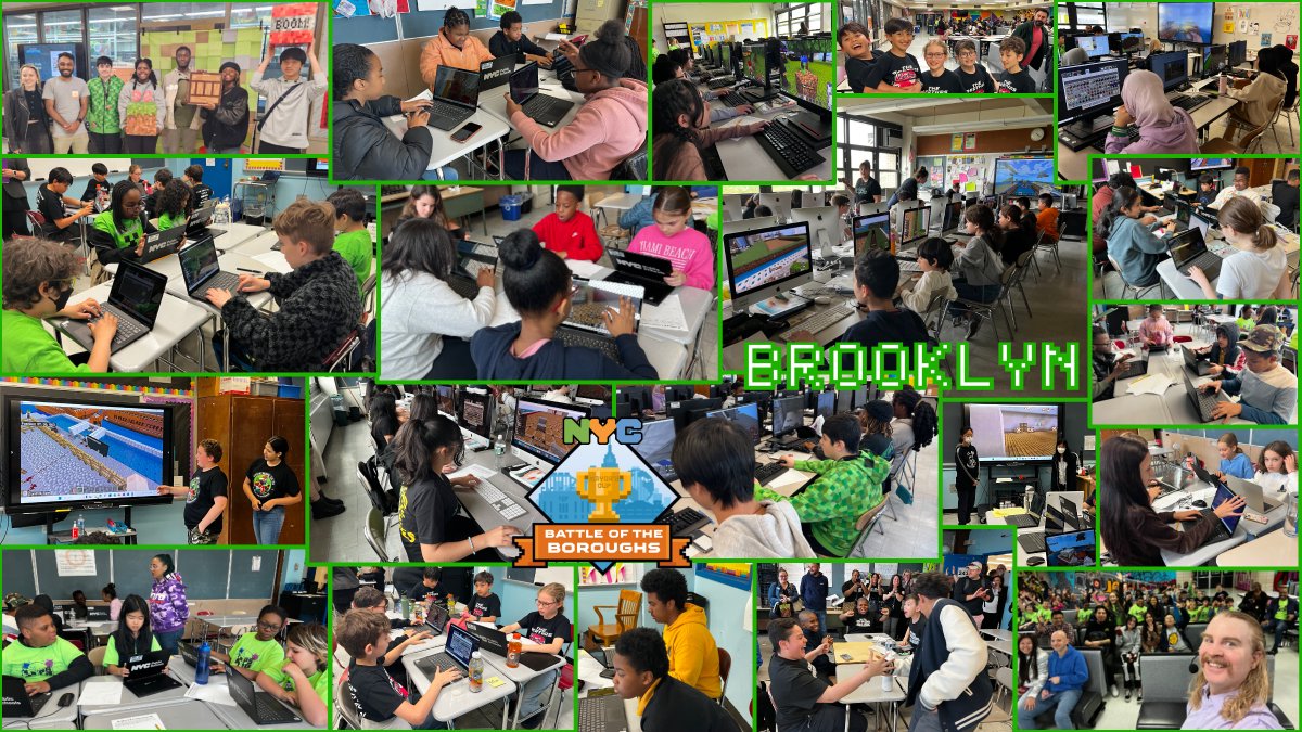 We crowned our last finalists in our Battle of the Boroughs #MinecraftEdu challenge in Brooklyn. Congratulations to P.S. 321 William Penn, I.S. 98 Bay Academy, & @JohnDeweyBK! And thanks to all the staff and families who supported throughout. See you at the finals on June 8th.