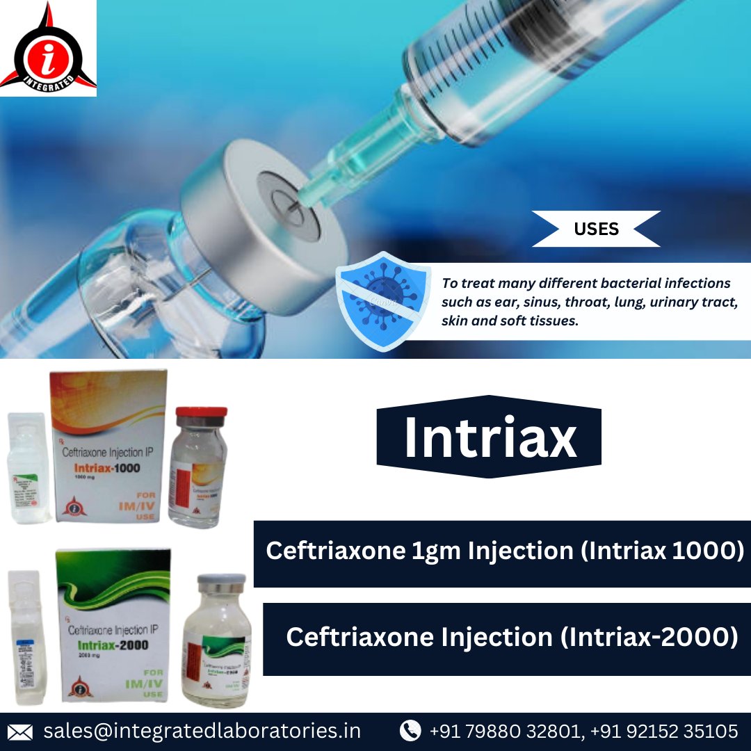 Ceftriaxone 1gm Injection (Intriax 1000)= integratedlaboratories.in/product/ceftri… 🎉RAISE YOUR ORDER NOW We are WHO GMP-certified #manufacturers. Contact us for Business Opportunities. #INTRIAX #Innovation #Technology #CuttingEdge #FutureTech #Advancement #NextGen #Revolutionary #TechTrends