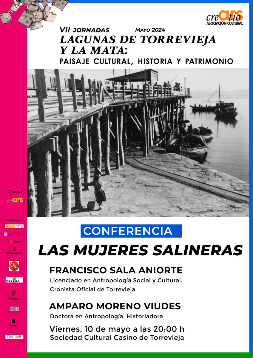 El viernes 10 a las 20:00h. en el Casino de #Torrevieja, interesante conferencia de la VII edición de las jornadas «Lagunas de Torrevieja y La Mata: paisaje cultural, historia y patrimonio», organizadas por @ArsCreatio