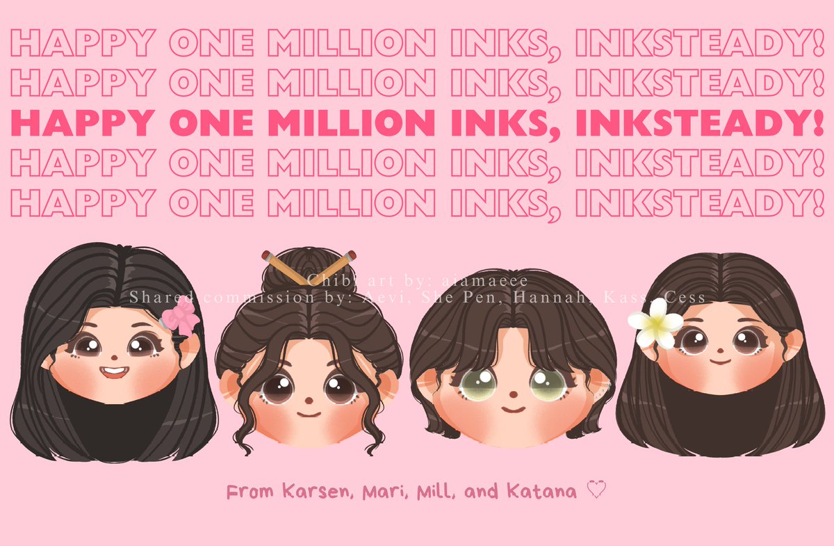 happy 1 million readers once again, ate idy! TLCS girls also want to greet you for reaching a million of amazing inks. thank you for creating karsen, mari, mill, and ate kat 💗

chibi arts by @aiamaeee
shared commission by me, ate she, ate hannah, kass, & cess

#IdyHits1MAmazINKS