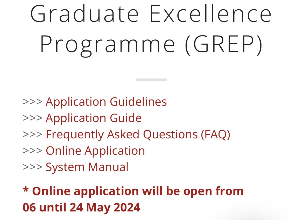 MARA's Graduate Excellence Programme (GrEP) 2024 is now OPEN for application!

Convertible loan for -
Master's: locally & overseas
PhD: locally

📍mara.gov.my/en/graduate-ex…