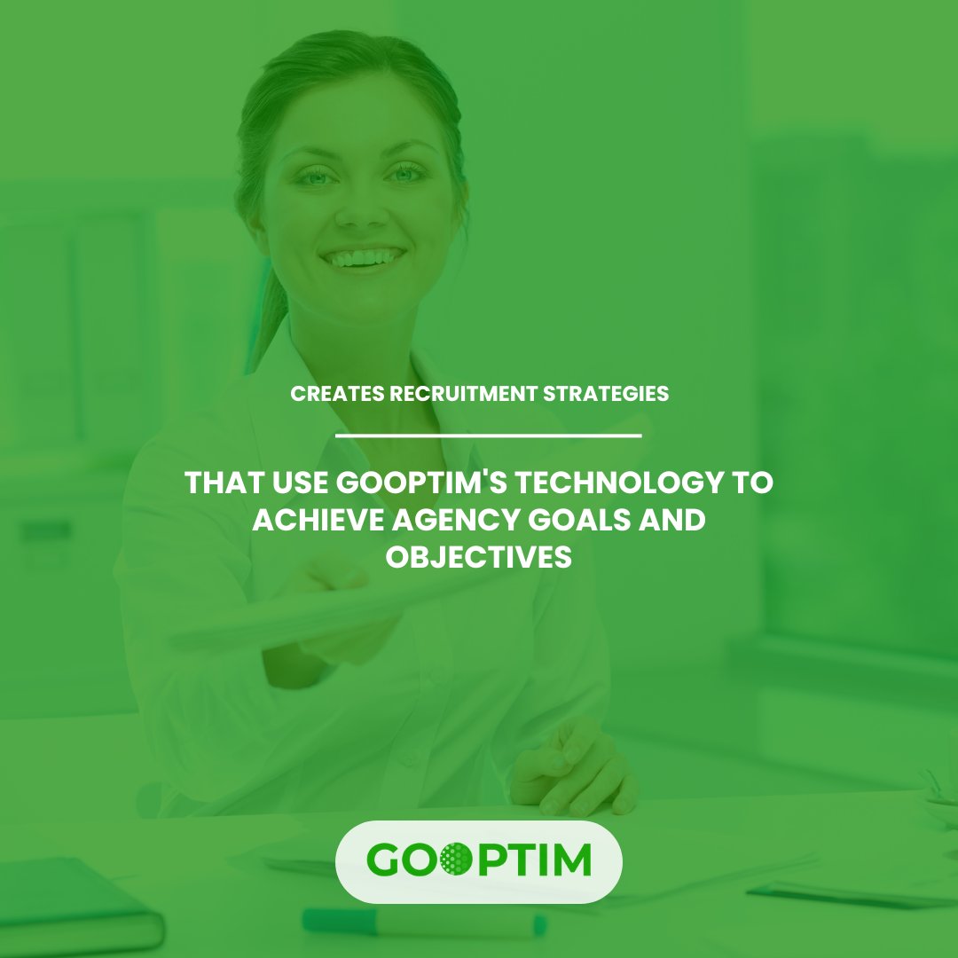 Creates Recruitment Strategies That Use Gooptim's Technology To Achieve Agency Goals And Objectives #TechRecruitment #AgencyGoals #InnovativeHiring #DigitalRecruitment #GooptimStrategies
#HRTech #FutureOfWork #SmartRecruiting #AgencyTech #RecruitmentInnovation