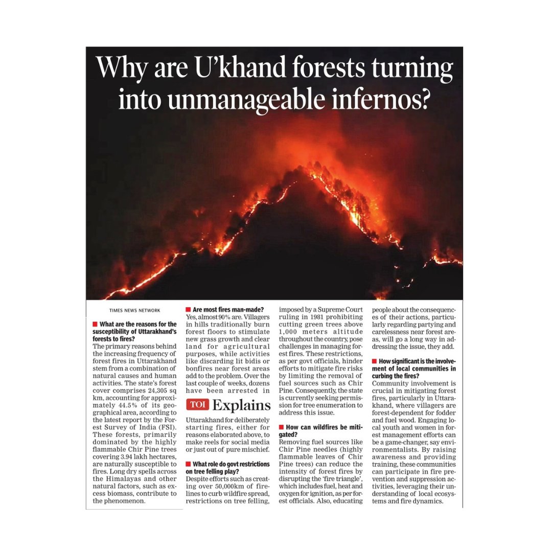 #Uttarakhand is burning where 90% of forest fires are man-made! #Forests are highly susceptible to fires due to flammable #Trees & human activities. We need a multi-pronged approach that involves the local people to protect these vital forests! #SaveOurForests
