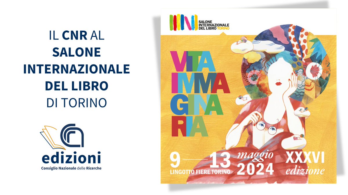 📌9-13 maggio #SalTo24
Il #Cnr al @SalonedelLibro di Torino
Allo stand V210 del Padiglione Oval sarà a disposizione del pubblico una selezione delle pubblicazioni edite da #CNRedizioni e saranno proposti numerosi appuntamenti
Qui👇tutte le info
cnr.it/it/evento/19176 

@MC_Carro