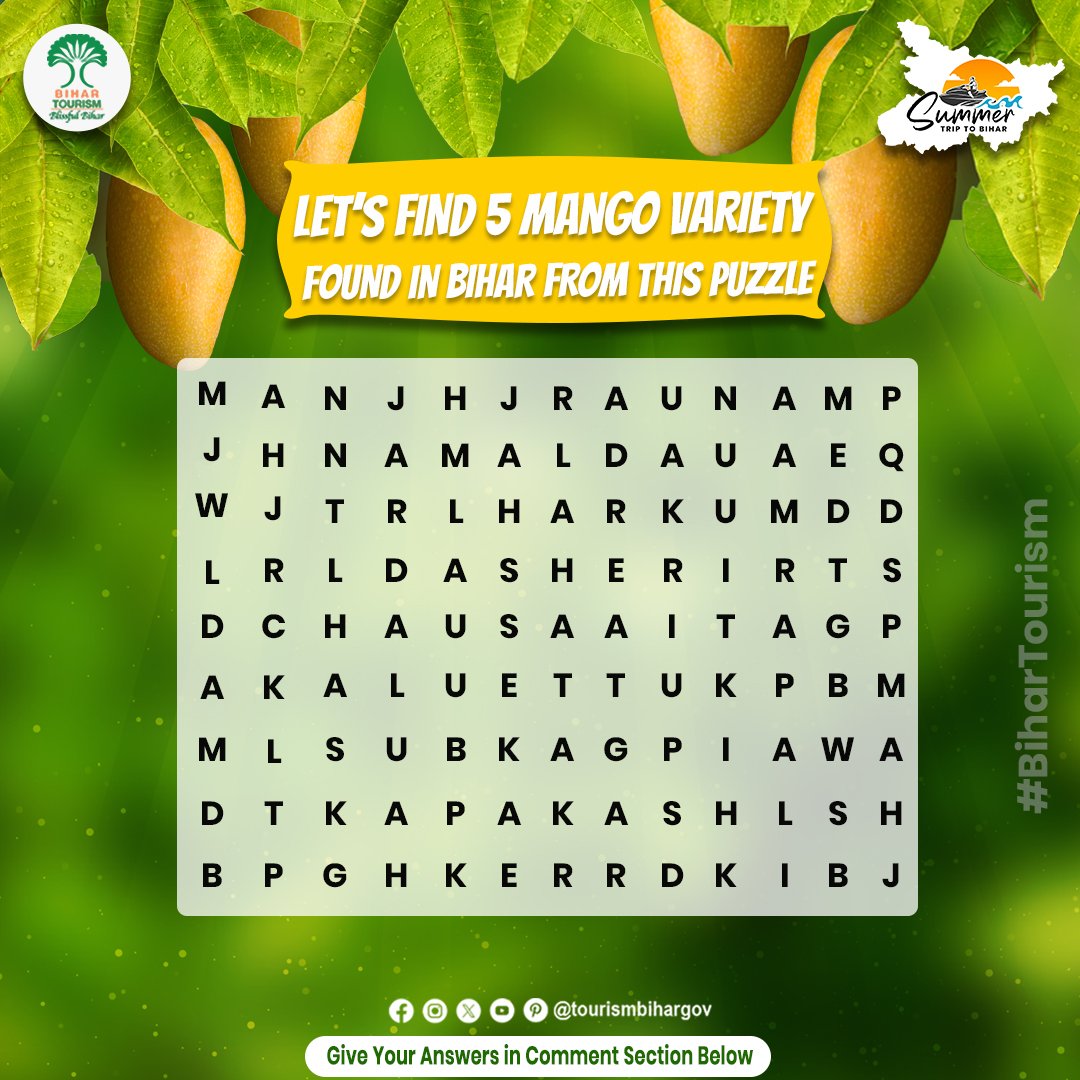 The mango season is here; Find your favorite mango variety from the box and comment below. #Bihar #bihartourism #BlissfulBihar #mango #SwadBiharKa #mangoseason #IncredibleIndia @incredibleindia @MinOfCultureGoI @tourismgoi @AbhaySinghIAS
