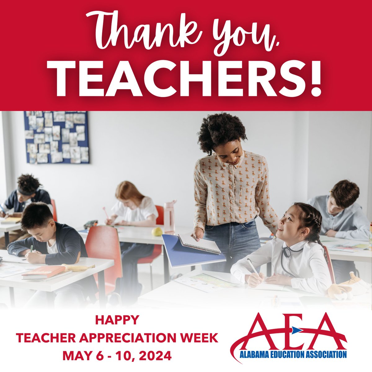 Happy #TeacherAppreciationWeek to all teachers! 🍎 📚 We thank you for always giving our students kindness, support, and the tools they need to succeed. Share this post and remember to #ThankATeacher this week! #myAEA