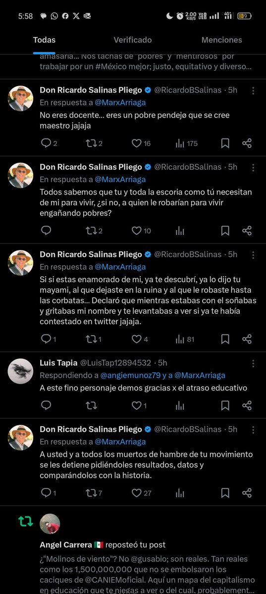 Asqueroso lunes cuando revisas tus notificaciones y lees las palabras de odio de @RicardoBSalinas.

Al cacique de @Azteca: ¿pides resultados? ¿qué opinas de 66 Libros de Texto Gratuitos ya publicados que aumentarán a 109 en un par de semanas?