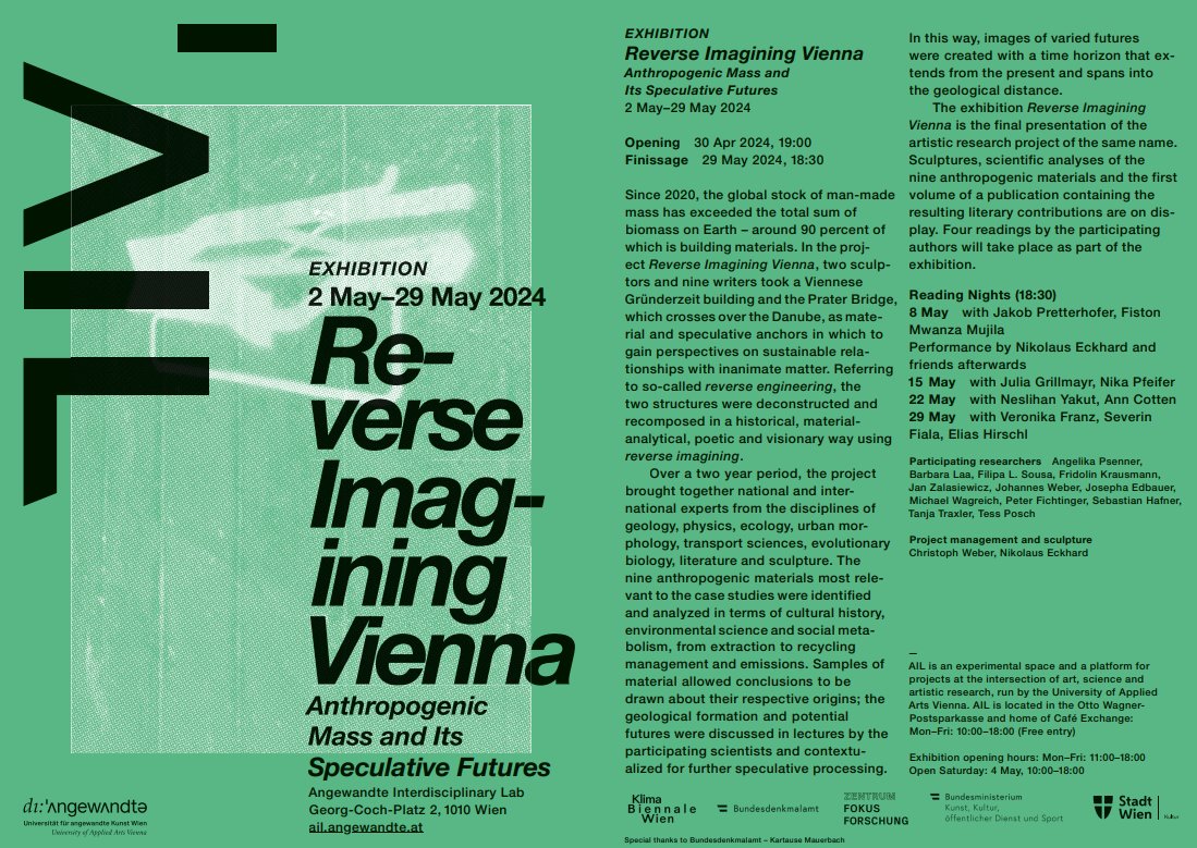 🌲🎨Event-Tipp: "Reverse Imagining Vienna" vom 2.-29. Mai 2024, Teil der #Klimabiennale! Skulpturen, wissenschaftliche Analysen, Lesungen, wo unser Kollege Fridolin Krausmann mitgewirkt hat! Mehr Infos: biennale.wien/en/projects/re… <a href="/BOKUvienna/">BOKU University</a>