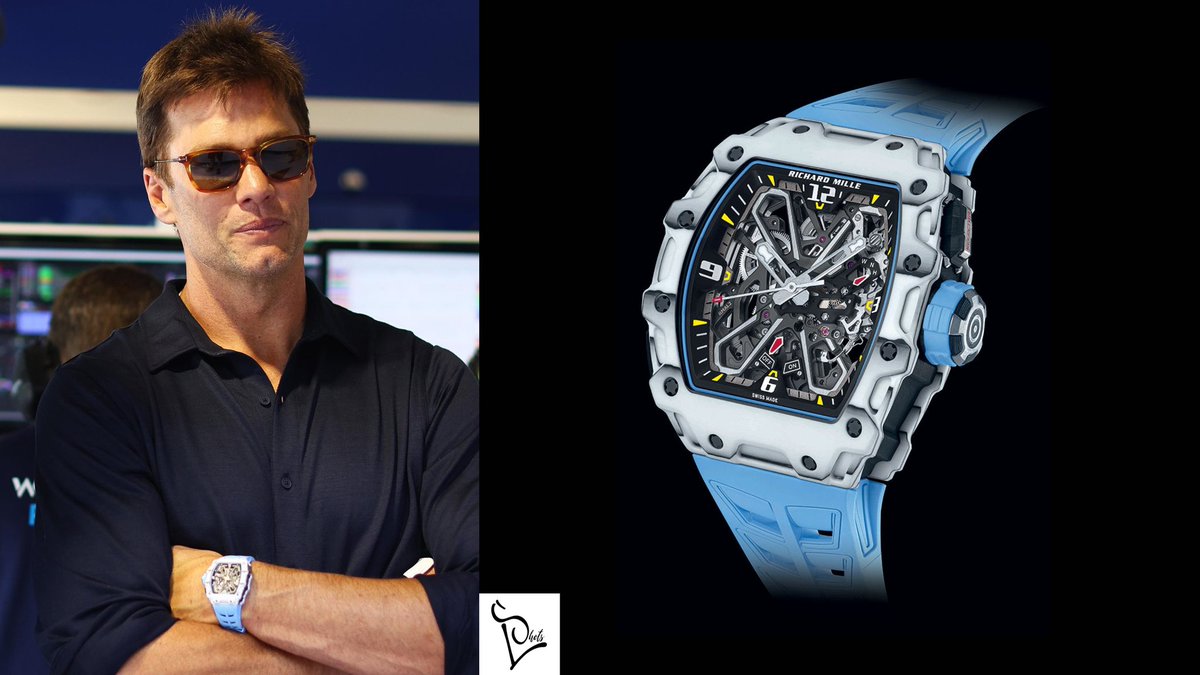 #NFL legend @TomBrady is wearing a #RichardMille RM 35-03 ‘Rafael Nadal’ Automatic in white quartz TPT and carbon TPT. Introduced in 2021, the caliber features the patented ‘butterfly’ rotor. Retail Price : $ 220k Market Price : $600k #TomBrady