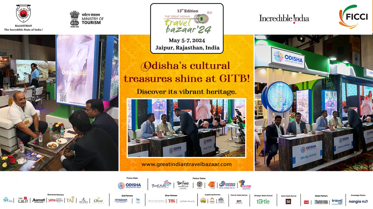 Immerse yourself in the cultural splendour of Odisha at GITB! 

From ancient temples to traditional arts, experience its rich heritage. 🏛️🎨

@LPTIJ @BOTT_Tweets @travelturtlemag @tourismgoi @ficci_india @my_rajasthan @incredibleindia @RajGovOfficial @odisha_tourism